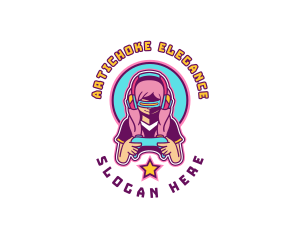 Virtual Woman Gamer logo design