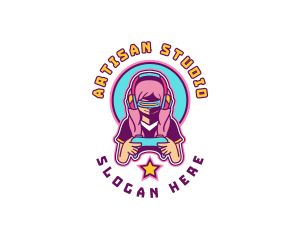 Virtual Woman Gamer logo design