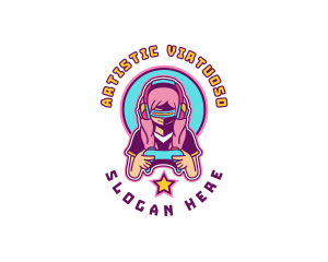 Virtual Woman Gamer logo design