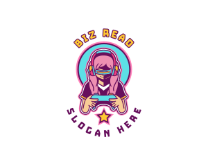 Virtual Woman Gamer logo design