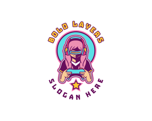 Virtual Woman Gamer logo design