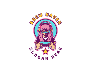 Virtual Woman Gamer logo design