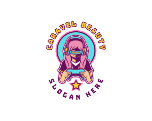 Virtual Woman Gamer logo design