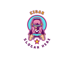 Virtual Woman Gamer logo design