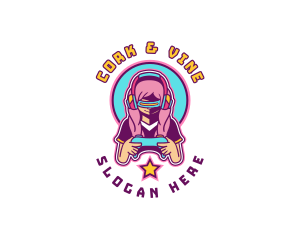 Virtual Woman Gamer logo design