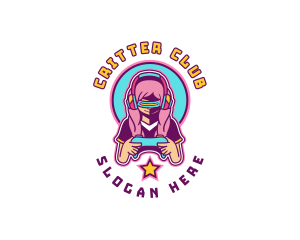 Virtual Woman Gamer logo design