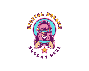 Virtual Woman Gamer logo design