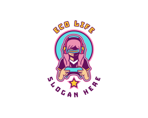 Virtual Woman Gamer logo design