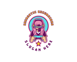 Virtual Woman Gamer logo design