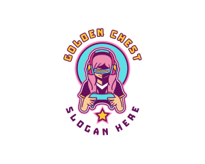 Virtual Woman Gamer logo design