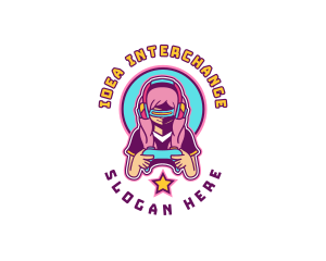 Virtual Woman Gamer logo design