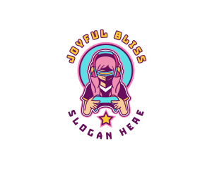 Virtual Woman Gamer logo design