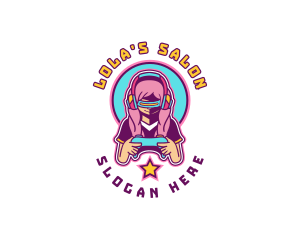 Virtual Woman Gamer logo design