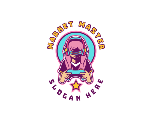 Virtual Woman Gamer logo design