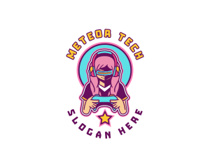 Virtual Woman Gamer logo design