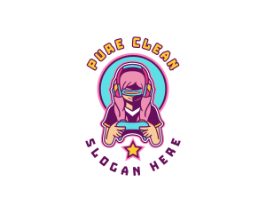 Virtual Woman Gamer logo design