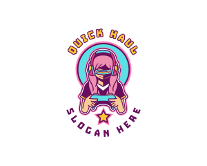 Virtual Woman Gamer logo design