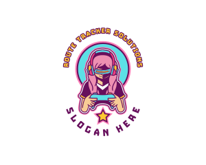 Virtual Woman Gamer logo design