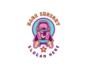 Virtual Woman Gamer logo design