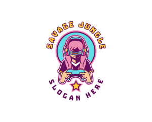 Virtual Woman Gamer logo design