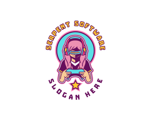 Virtual Woman Gamer logo design