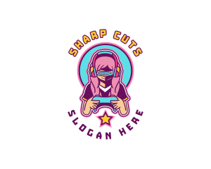 Virtual Woman Gamer logo design