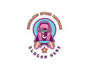 Virtual Woman Gamer logo design