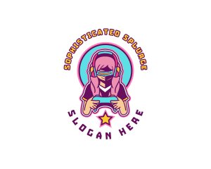 Virtual Woman Gamer logo design