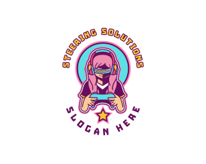 Virtual Woman Gamer logo design