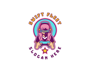 Virtual Woman Gamer logo design