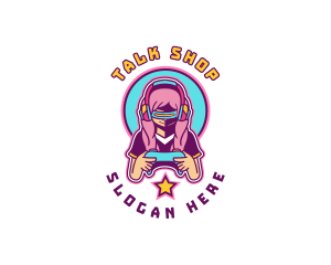 Virtual Woman Gamer logo design