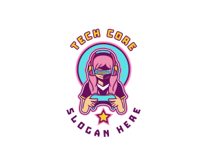 Virtual Woman Gamer logo design