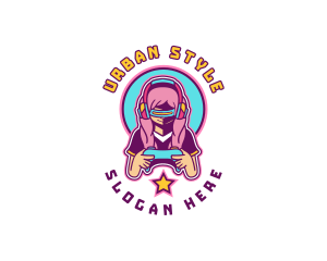 Virtual Woman Gamer logo design