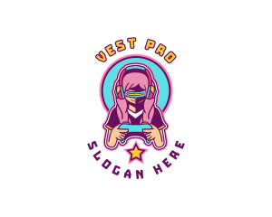 Virtual Woman Gamer logo design