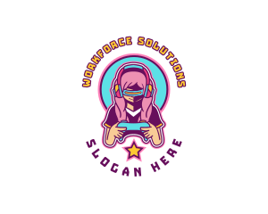 Virtual Woman Gamer logo design