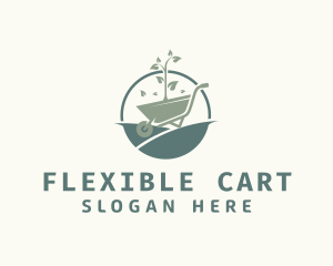 Wheelbarrow Garden Plant  logo design