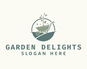 Wheelbarrow Garden Plant  logo design