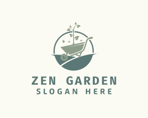 Wheelbarrow Garden Plant  logo design