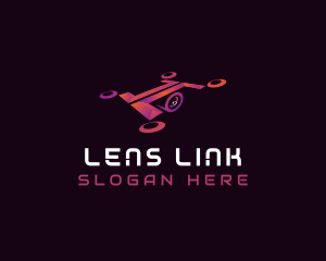 Quadcopter Surveillance Drone Lens logo design