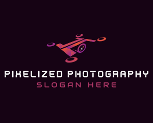 Quadcopter Surveillance Drone Lens logo design