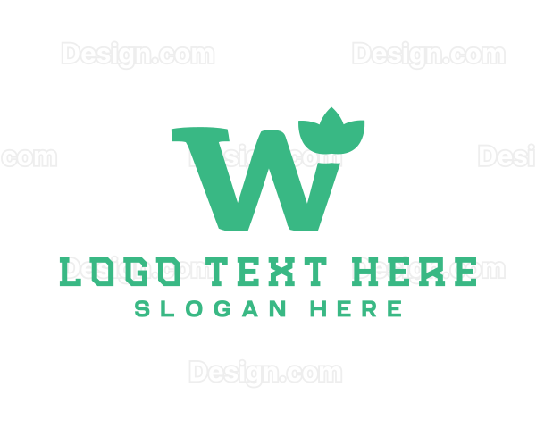 Floral Green Letter W Logo