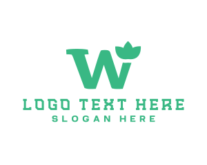 Floral Green Letter W logo