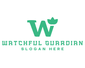 Floral Green Letter W logo design