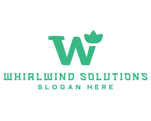 Floral Green Letter W logo design