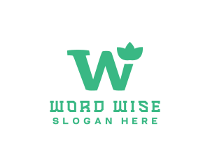 Floral Green Letter W logo design