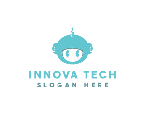 Cute Robot Tech  logo design