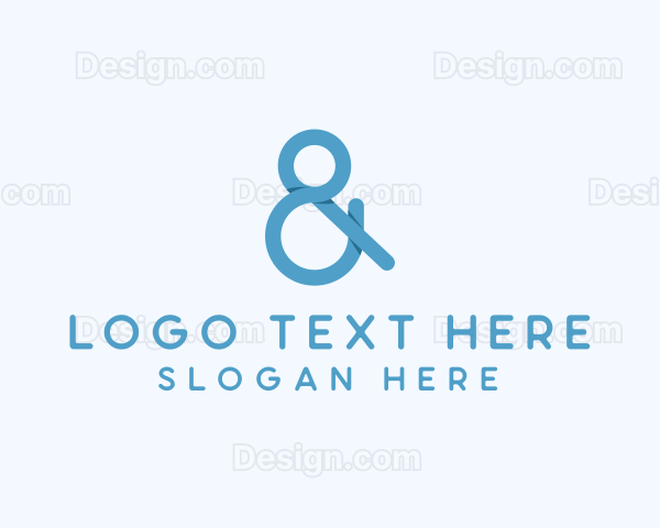 Blue Ampersand Lettering Logo