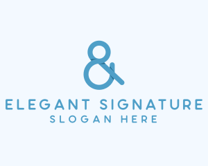 Blue Ampersand Lettering logo design