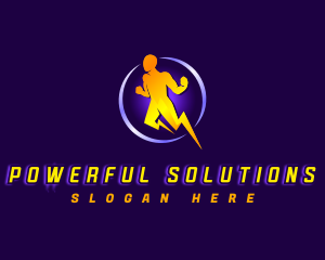 Power Lightning Superhero logo design