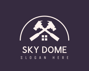 Dome Home Construction Hammer logo design